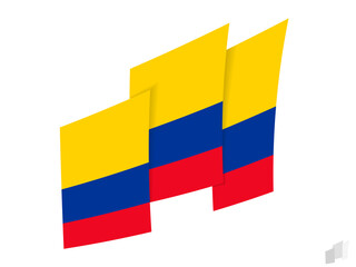 Colombia flag in an abstract ripped design. Modern design of the Colombia flag.