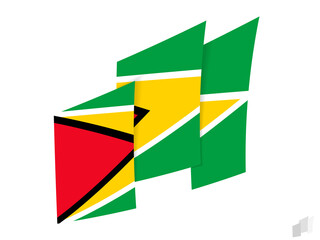 Guyana flag in an abstract ripped design. Modern design of the Guyana flag.