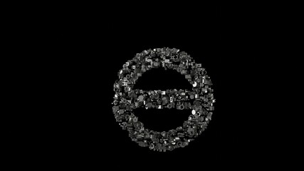 3d rendering mechanical parts in shape of symbol of salt symbol isolated on black background