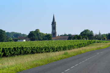 Civrac-en-Médoc village and Medoc vineyard