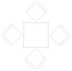 2D CAD plan drawing various sizes and designs of dining table and discussion table set complete with chairs. Drawings come in black and white. The drawing is normally drawn by an architect or interior