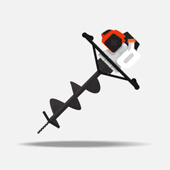 auger machine icon, post hole digger isolated on white background vector illustration.