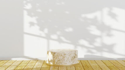 3D rendering of Marble podium for displaying products background. Mockup for show product.