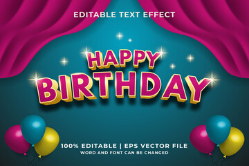 Happy Birthday editable text effect template style Premium Vector