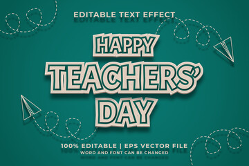 Happy Teachers Day editable text effect template retro style Premium Vector
