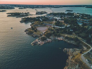 Drone Views from around Suomenlinna in Helsinki, Finland