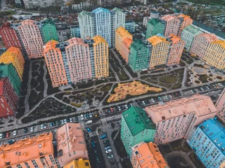 Deurstickers Comfort Town Aparment Complex by Drone in Kyiv, Ukraine © chemistkane