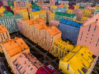 Fototapeten Comfort Town Aparment Complex by Drone in Kyiv, Ukraine © chemistkane