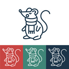 Linear vector icon with mouse in scarf
