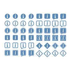Info vector icon set. Information or help button in box.
