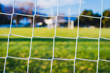 Football goalkeeper gate net (closeup detail)