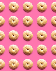Bagels Repeated Pattern in Pink Background