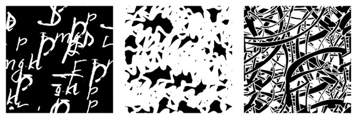 Set of black and white grunge textures