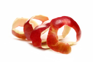 Red apple peel isolated on white background and texture - Powered by Adobe