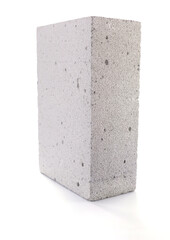 Aerated concrete block isolated on white background. Construction brick