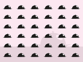 Trays for main courses with a lid. Abstract background. Vector illustration.