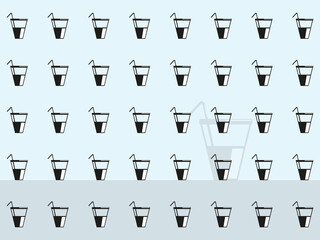 Glasses with a drink and a straw. Abstract background. Vector illustration.