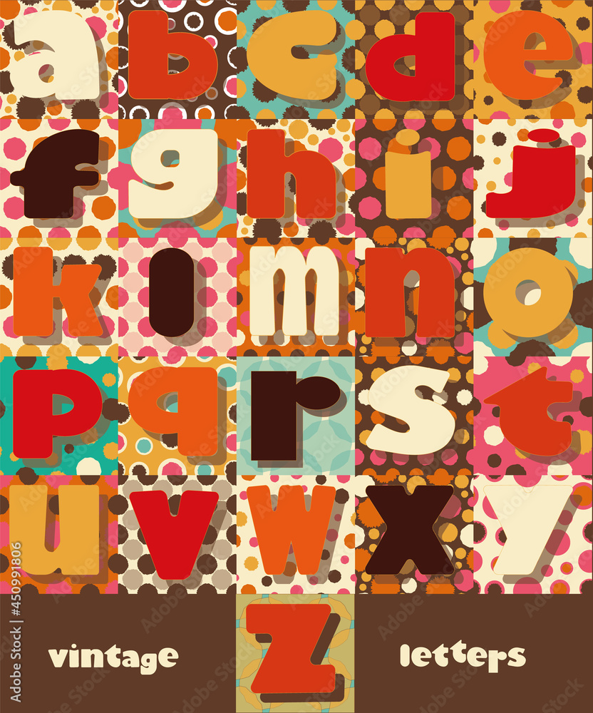 Poster retro colored alphabet vector seamless repeat pattern print background