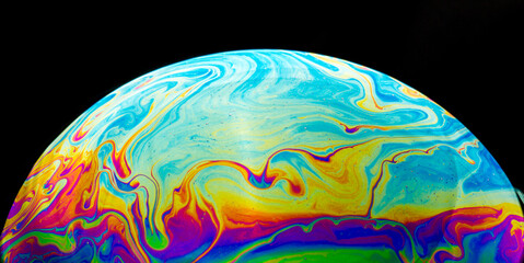 Beautiful colors on dish-washing bubble 