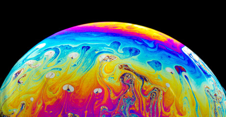 Rainbow colors on soap bubble