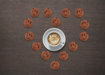 Obraz na płótnie Canvas fresh homemade chocolate cookies isolated .breakfast concept