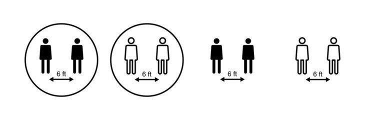 Social distance icon set. social distancing icon. self quarantine sign
