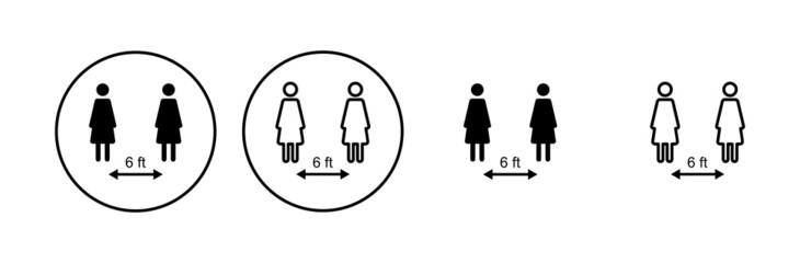 Social distancing icon set. social distance icon. self quarantine sign