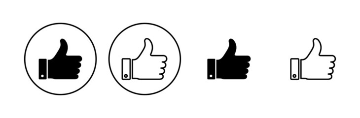 Thumbs up icon set. Hand like. Like icon vector.