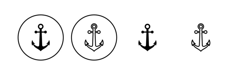 Anchor icon set. Anchor symbol logo. Anchor marine icon.
