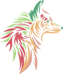 Head of fox. Isolated vector illustration. Animal silhouette