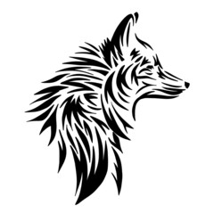 Head of fox. Isolated  illustration. Animal silhouette