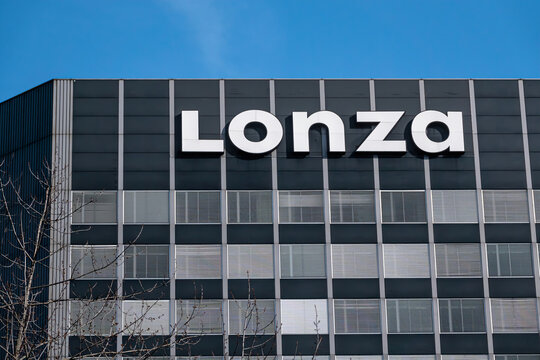 BASEL, SWITZERLAND - MARCH 15, 2020: Lonza Group is a Swiss multinational, chemicals and biotechnology company, headquartered in Basel