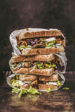 Sandwich with meat and salad