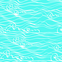 Fototapeta na wymiar Chinese stylized, traditional waves. Seamless vector pattern.