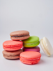 colorful macaroons isolated on white background closeup