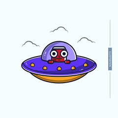 cute illustration of ufo character.space concept,vector eps 10