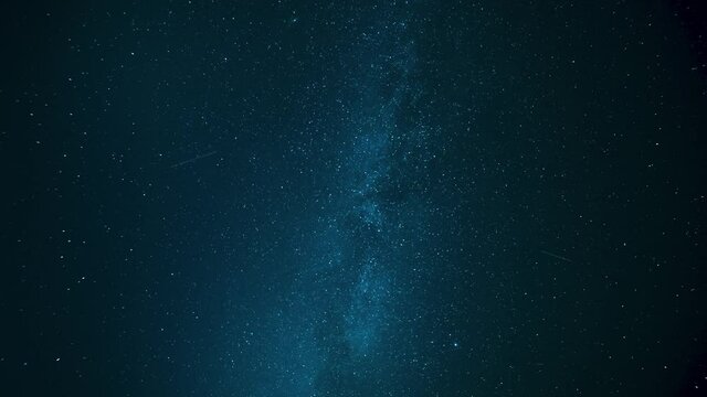 Beautiful starry sky with milky way on the background meteor shower.
