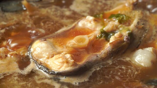Special Chinese Food Braised Fathead Fish