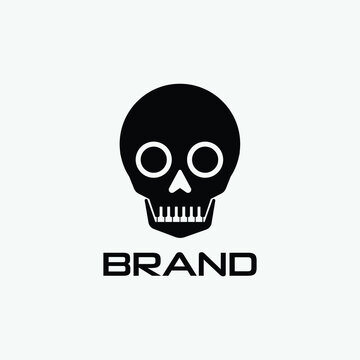 skull and crossbones piano logo desisgn