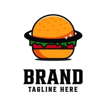 planet burger and fries logo design 