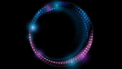 Neon led lights abstract blue purple circles background