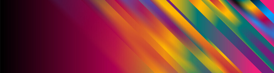 Holographic glossy smooth stripes geometric abstract tech banner. Vector art colorful background