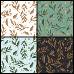 Foliage boho texture and background for printing, wallpapers, invitations, four. set of four color schemes.