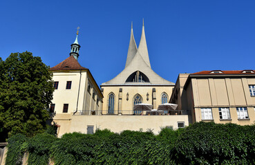 Emmaus Monastery in Prague city stock images. Emauzy Benedictine Monastery in Prague city Czech...