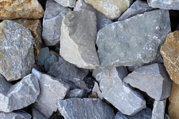 A close view of the pile of rocks and stones.