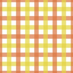Seamless autumn vector pattern. Orange and yellow Plaid, checkered, with white stripes fall tartan seamless pattern