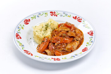 meat with mashed potato and vegetables
