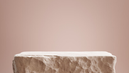 Stone podium for display product. Abstract background for cosmetic product branding, identity and packaging inspiration. 3d illustration.
