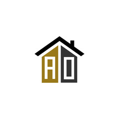 ao home logo design vector luxury linked