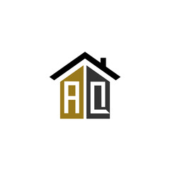 aq home logo design vector luxury linked